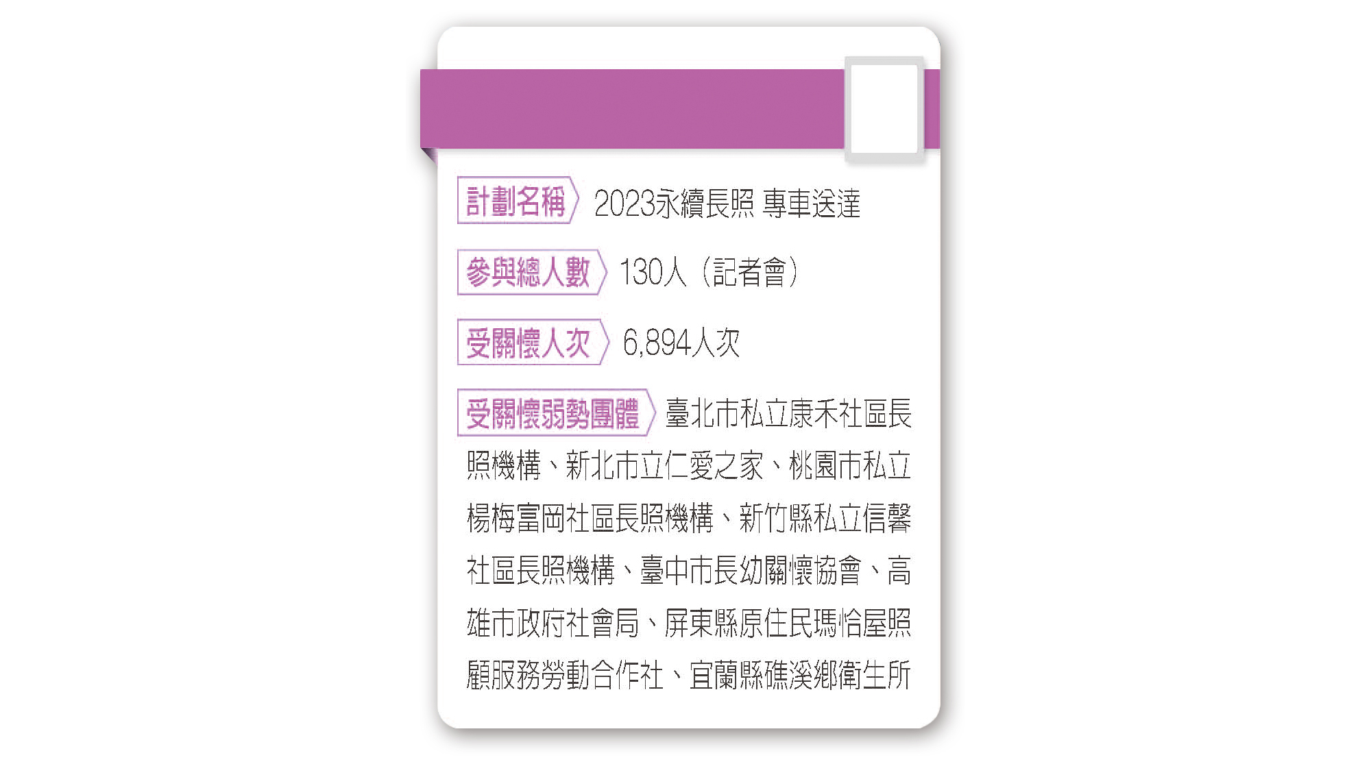 長照專車成效。